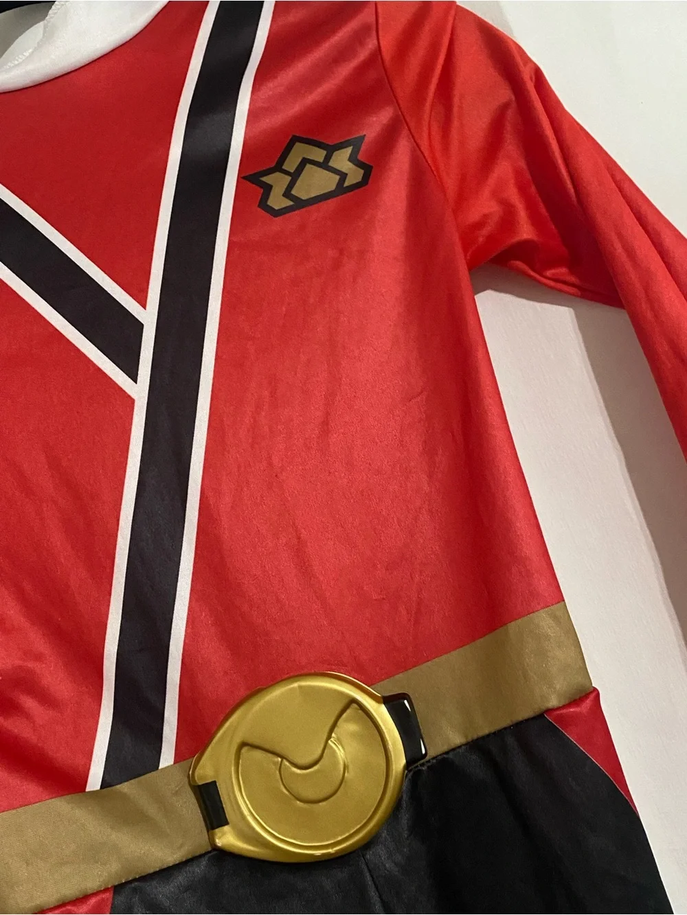 Power Ranger Red and Black Hero Jumpsuit with Gold Belt